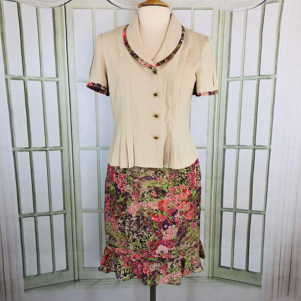 Danny & Nicole Skirt Suit Knee Length V-Neck 12P - Picture 1 of 8